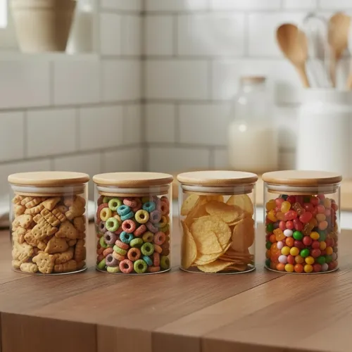 Image of Solimo Borosilicate Glass Jar, 600ml, Transparent (Pack of 4)