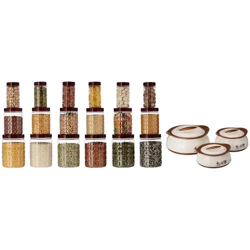 Image of Solimo Casserole & Jar Set – 21 Pcs, Chemical-Free Plastic