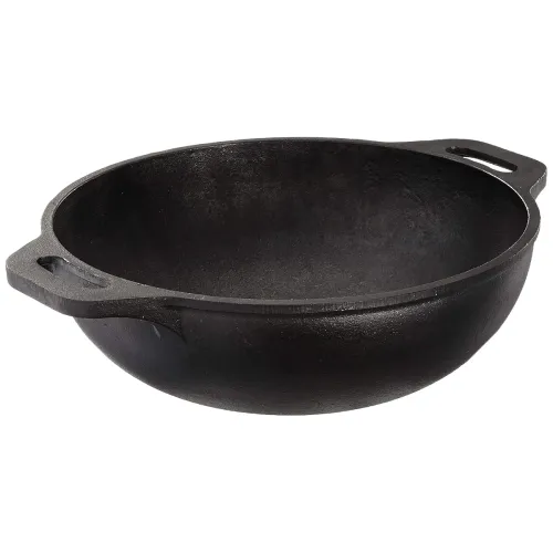 Image of Amazon Brand - Solimo Pre-Seasoned Cast Iron Kadhai, 10 Inches (25 cm), Black