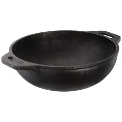 Amazon Brand - Solimo Pre-Seasoned Cast Iron Kadhai, 10 Inches (25 cm), Black