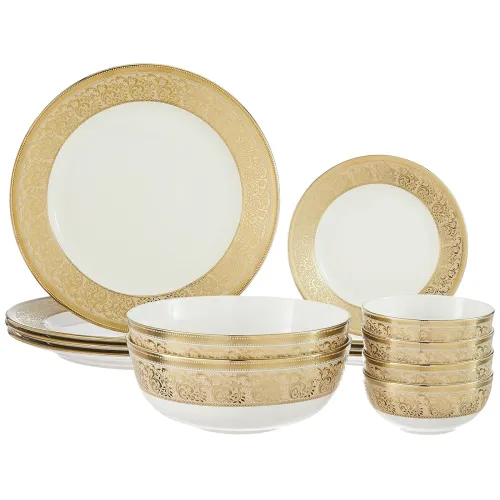 Image of Solimo Ceramic 14-Piece Dinner Set
