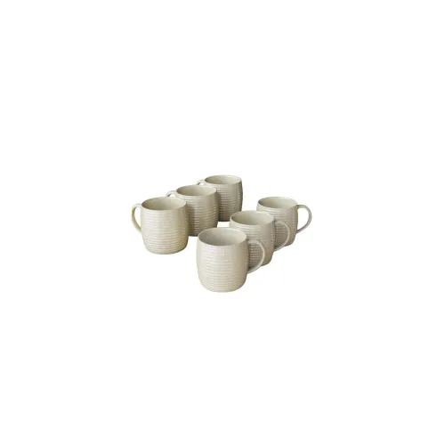 Image of Solimo Cream Ring Ceramic Tea Cups Set of 6 