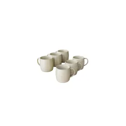 Solimo Cream Ring Ceramic Tea Cups Set of 6 