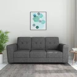 Solimo Duyce 3-Seater Fabric Sofa Grey