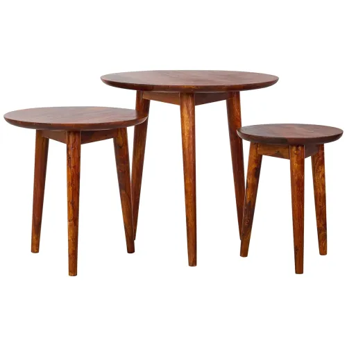 Image of Amazon Brand - Solimo Eridani Durable Nesting Tables, Set of 3 Stools (Sheesham Wood with Honey Finish)