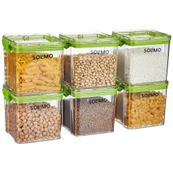 Solimo Green Plastic Airtight Containers - 700ml (Set of 6)