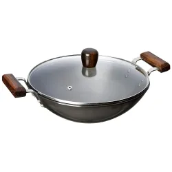 Solimo Hard Anodized Kadai with Glass Lid, 26cm (Non-Induction)