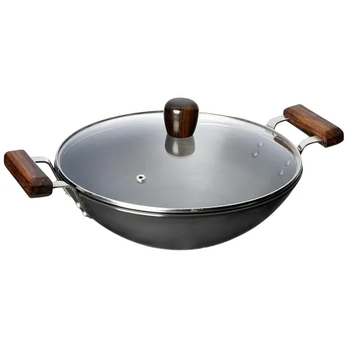 Image of Solimo Hard Anodized Kadhai 26cm with Lid (Black)