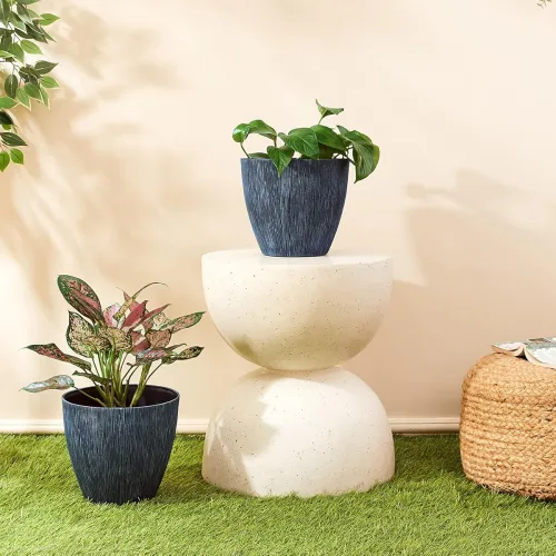 Image of Amazon Brand- Solimo Indoor and Outdoor Round 9 Inch Sonet Flower Planter Pot Best for Terrace/Balcony/Home/Office Decor