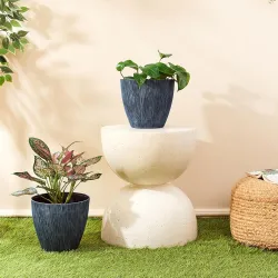 Amazon Brand- Solimo Indoor and Outdoor Round 9 Inch Sonet Flower Planter Pot Best for Terrace/Balcony/Home/Office Decor