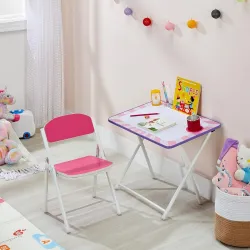 Amazon Brand - Solimo Folding Study Table and Chair Set for Kids, Compact Design, Adjustable Height, Easy Assembly - Pin