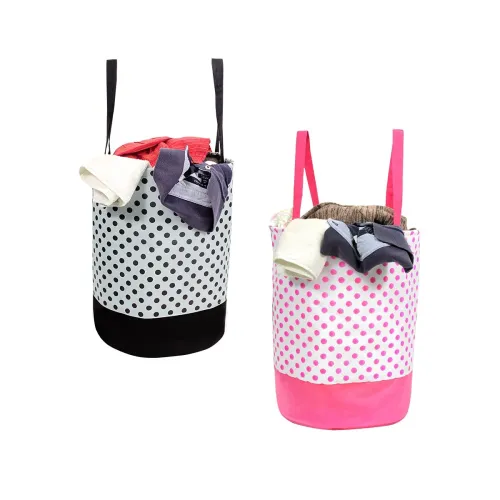 Image of Solimo Laundry Bag, Grey & Pink, Set of 2