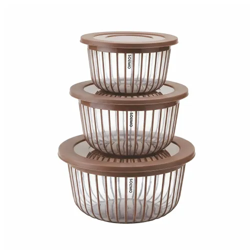 Image of Solimo Linea Plastic Storage Bowls Set of 3