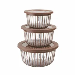 Solimo Linea Plastic Storage Bowls Set of 3