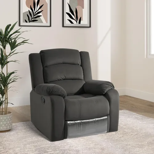 Image of Solimo Mars 1 Seater Fabric Recliner (Grey)