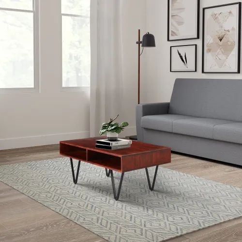 Image of Solimo Mescla Acacia Wood Coffee Table with Shelves