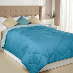 Solimo Microfibre Reversible Comforter, Double (Ocean Blue and Mild Blue, 200 GSM), 200 TC