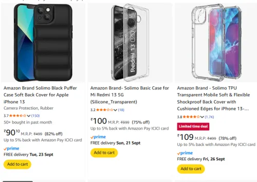 Image of Solimo Mobile Case Cover @ ₹90