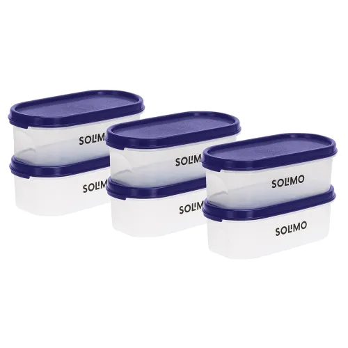 Image of Solimo Modular Plastic Storage Containers 600ml Set of 6