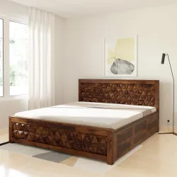 Solimo Navis King Size Sheesham Wood Bed with Storage