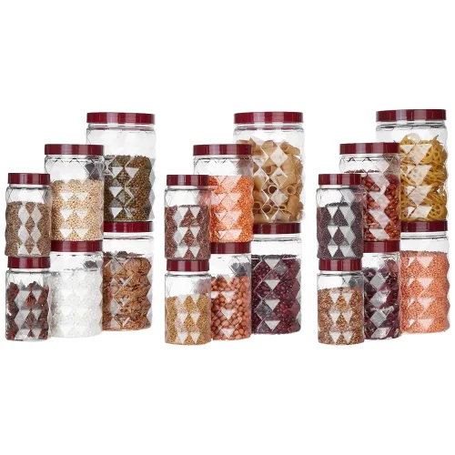 Image of Solimo Plastic Pet Storage Jar and Container, Set of 18 