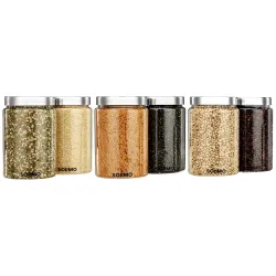 Amazon Brand - Solimo Plastic Storage Jar & Containers With Steel Cap Jar | Air Tight & BPA Free Food-Grade Container | 