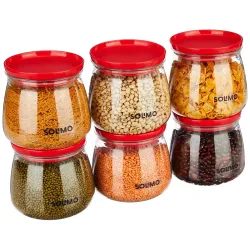 Solimo Plastic Storage Jar 800ml Set of 6