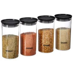 Solimo Plastic Storage Jar Set (1400 ml, Set of 4)