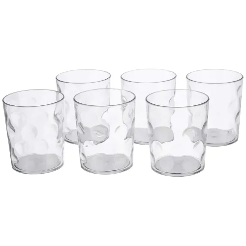 Image of Solimo Plastic Tumblers Set – 400ml, 6pcs, Diamond Pattern