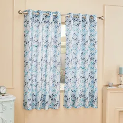 Amazon Brand - Solimo Polyester 75% Blackout Leaf Print Window Curtains|75% Room Darkening|5 Feet|Set of 2|Leaf Print De