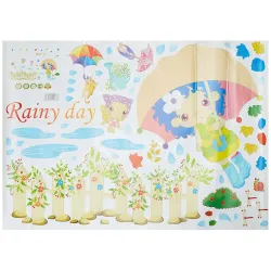 Amazon Brand - Solimo PVC Vinyl Wall Sticker For Kids Room (Rainy Shower Wall), Ideal Size On Wall: 120 X 85 Cm, Self-Adhesive, Self-Adhesive