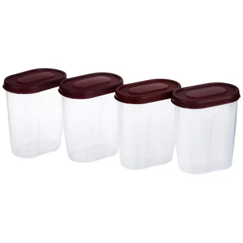 Image of Solimo Red Grocery Jar Set - 450ml (Pack of 4)