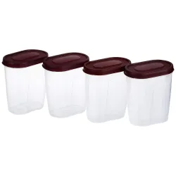 Solimo Red Grocery Jar Set - 450ml (Pack of 4)