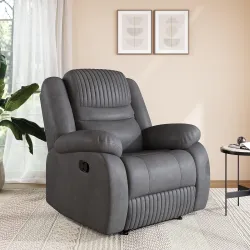 Solimo Restora Manual Single Seater Velvet Recliner (Brown)