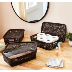 Solimo Royal Storage Basket Set (3 Pcs, Medium, Brown)