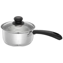 Solimo Stainless Steel Saucepan with Glass Lid – 16cm, 1.5L