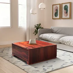 Solimo Sheesham Wood Coffee Table (2 Drawers, Honey Finish)