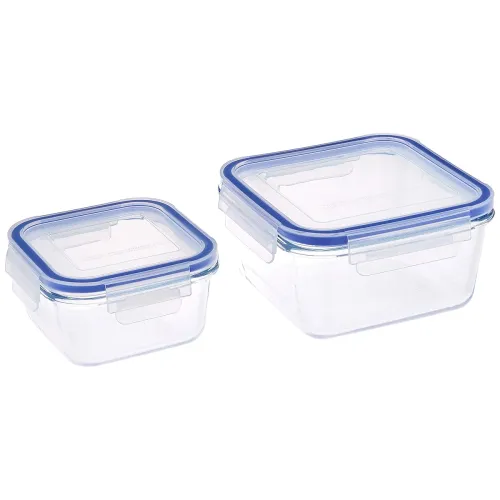 Image of Solimo Square Glass Storage Container 2Pcs 