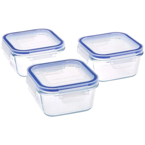 Image of Solimo Square Glass Storage Container (450ml*3)