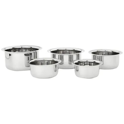 Image of Amazon Brand - Solimo Tope Set of 5 | Stainless Steel | 420 ml, 550 ml, 840 ml, 1150 ml & 1550 ml | Induction and Gas co