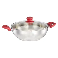 Amazon Brand - Solimo Stainless Steel Impact Bottom Kadhai with Glass Lid (26 cm) 