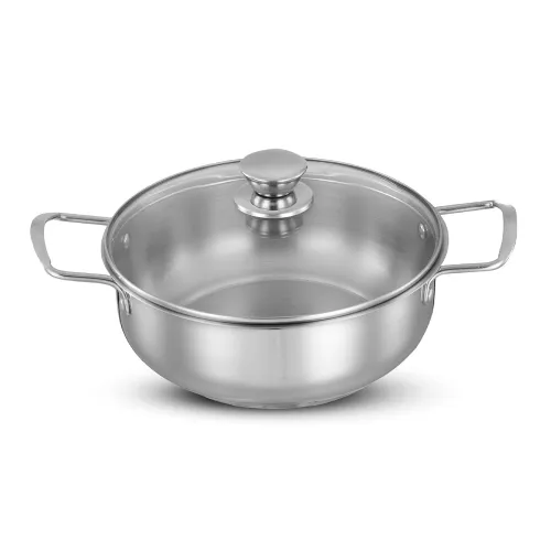 Image of Amazon Brand Solimo - Stainless Steel Induction Bottom Kadhai with Glass Lid 22 Cm