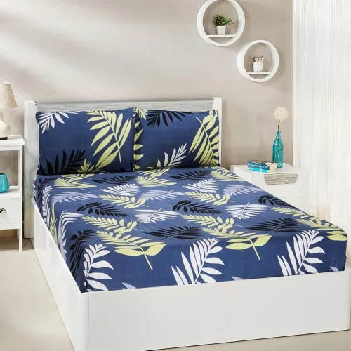 Image of Solimo Super Soft Double Bedsheet Set – Blue, 144 TC