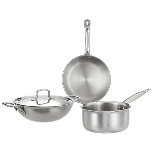 Image of Amazon Brand Solimo Triply Stainless Steel Cookware Set – 3 Pc