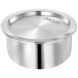 Amazon Brand - Solimo Tri-Ply Stainless Steel Tope with Steel Lid | 14 cm | 1 L