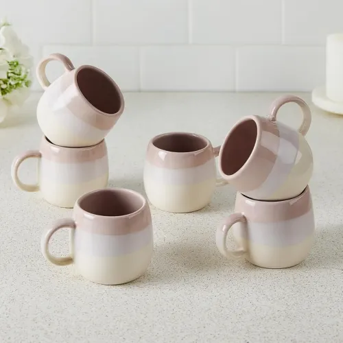 Image of Solimo Tuscany Ceramic Tea Cups – Set of 6 (190ml)
