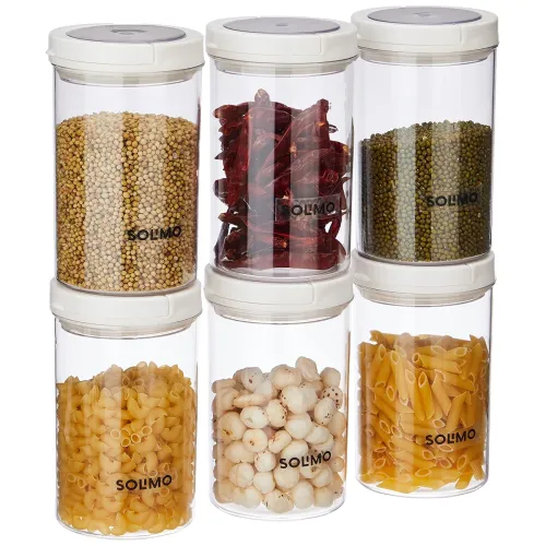 Image of Solimo Twist & Lock Plastic Container Set – 900ml, 6 Pcs,