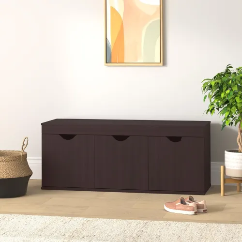 Image of Solimo Wood 3 Door Shoe Rack