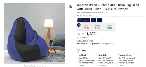 Image of Solimo XXXL Bean Bag 