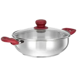 Solimo 24cm Stainless Steel Kadai with Glass Lid